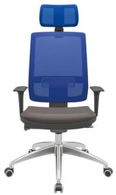 Cadeira Office Brizza Tela Azul Com Encosto Assento Vinil Café Autocompensador 126cm - 63160 Sun House