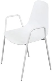 Cadeira Ancara com Braco Polipropileno Branco e Base Metal - 71454 Sun House