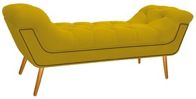 Calçadeira Estofada Veneza 160 cm Queen Size Suede Amarelo - ADJ Decor