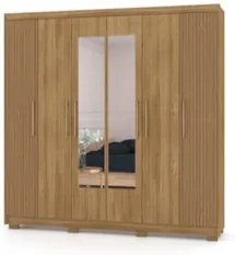 Guarda Roupa Casal 6 Portas com Espelho 223cm Luko V02 Nature/Brisa -