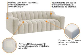 Sofá 2 Lugares Luxo Recepção Escritorio Sala Elegance 200cm Bouclé