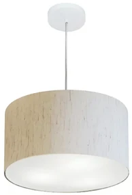 Pendente Cilíndrico Linho Bege MJ-4019 Para Mesa de Jantar e Estar