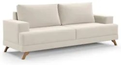 Sofá 3 Lugares 180cm Living Pés Curvos Santi D05 Suede Bege - Mpozenat