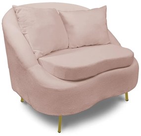 Poltrona Decorativa Orgânica Pé Ferro Dourado Zaya Bouclê C05 - D'Rossi - Rose