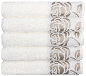 Jogo de toalha bordada com 5 peças fio penteado 100% Algodão Branca