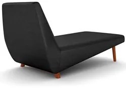 Chaise Longue Divã 155cm Pés Madeira Liz D06 Sintético Preto - Mpozena