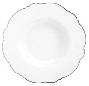 Prato Fundo Porcelana Maldivas Branco Fio Prateado 23cm 18168 Wolff