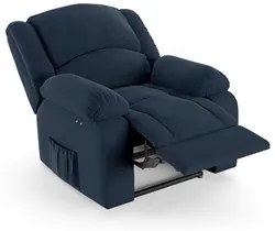 Poltrona do Papai Reclinável Pietra Power Touch Massagem FH9 Veludo Az