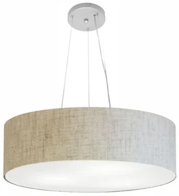 Lustre Pendente Cilíndrico Md-4190 Cúpula em Tecido 55x15cm Rustico Bege - Bivolt
