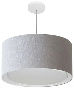 Lustre Pendente Cilíndrico Duplo Vivare Md-4295 Cúpula em Tecido 50x30cm - Bivolt