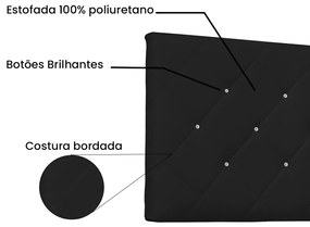 Cabeceira Painel Tânia Para Cama Box Casal 140 cm Corino - D'Rossi - Preto