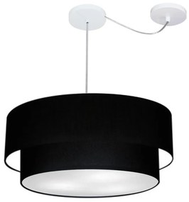 Lustre Pendente Cilíndrico Com Desvio Preto MJ-4367 Para Mesa de Jantar e Estar