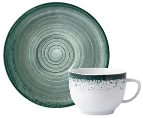 Xicara Chá 200Ml Com Pires Porcelana Schmidt - Dec. Esfera Verde 2418