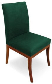 Cadeira Raquel para Sala de Jantar Base de Eucalipto Suede Verde Bandeira