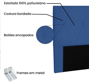 Cabeceira Aquilla Para Cama Box Solteiro 90 cm Suede Azul Marinho - D'Rossi