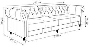 Sofá Living Sala de Estar Stanford Chesterfield 3 Lugares 260cm Pés de Madeira Couro Caramelo G58 - Gran Belo