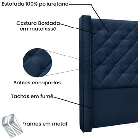 Cabeceira Vicenza Para Cama Box Solteiro 90 cm Suede Azul Marinho - D'Rossi