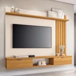 Painel Para TV Suspenso 55 Pol 160cm Aster H01 Cinamomo/Off - Mpozenat