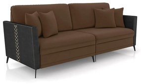 Sofá 2 Lugares Living 182cm Mondaí Sintético Preto/Veludo Marrom K01 - D'Rossi