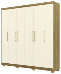 Guarda Roupa Casal 223cm 6 Portas Pako Nature/Champanhe V02 - Mpozenat