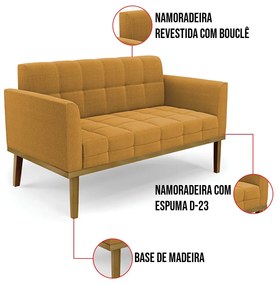 Namoradeira 2 Poltronas Base Madeira Fixa Cast Elisa Bouclê Most D03 - D'Rossi