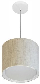 Lustre Pendente Cilíndrico Duplo Md-4284 Cúpula em Tecido 30x30cm Rustico Bege - Bivolt