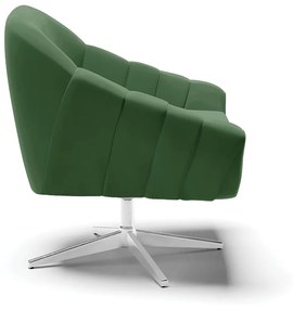 Poltrona Giratória Giovana Suede Verde Base Cromada - D'Rossi