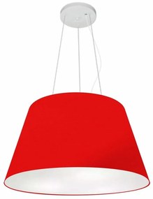 Lustre Pendente Cone Md-4141 Cúpula em Tecido 30/50x35cm Vermelho - Bivolt