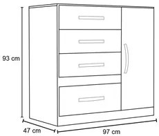 Cômoda Vênus 04 Gavetas e 01 Porta Castanho Wood/Baunilha - Moval