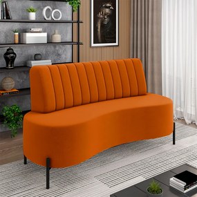 Sofá Living Decorativo 2 Lugares 1,60M Katara Pés de Ferro Veludo Terracota G33 - Gran Belo