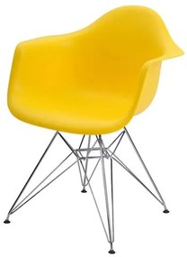 Cadeira Eames Eiffel com Braco Polipropileno cor Amarelo Base Cromada - 44919 Sun House