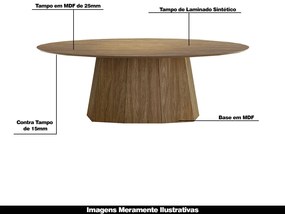 Mesa Sala de Jantar 8 Lugares 250cm Tampo Oval Talocan Nogueira G13 - Gran Belo