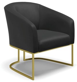 Poltrona Decorativa Industrial Dourada Stella Sintético D03 - D'Rossi - Preto