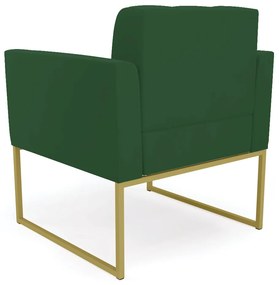 Poltrona Elisa Veludo Verde Base Metálica Industrial Dourado - D'Rossi