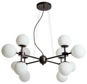 Pendente Kobe Ø96X39Cm 12Xg9 / Metal E Globo Ø12Cm | Usina 16743/12 (BT / CB-M - Branco Texturizado / Cobre Metálico, AMBAR)