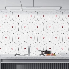 Papel de Parede Lavável Hexagonal Pontilhado Para Cozinha e Banheiro