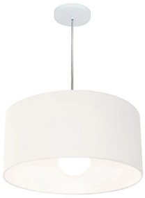 Lustre Pendente Cilíndrico Md-4204 Cúpula em Tecido 45x25cm Branco - Bivolt
