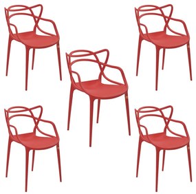 Kit 5 Cadeiras Decorativas Sala e Cozinha Feliti (PP) Vermelha G56 - Gran Belo