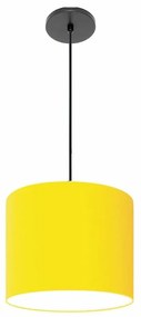 Luminária Pendente Vivare Free Lux Md-4105 Cúpula em Tecido 20x22cm - Amarelo - Canola preta e fio preto
