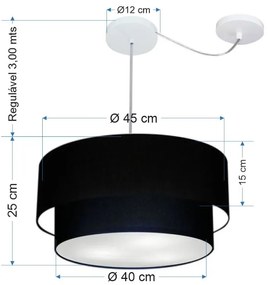 Lustre Pendente Cilíndrico Com Desvio Preto MJ-4365 Para Mesa de Jantar e Estar