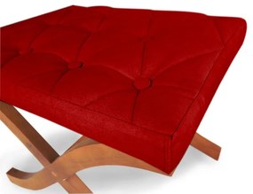 Puff Decorativo Joice Base Madeira Suede Vermelho - Sheep Estofados