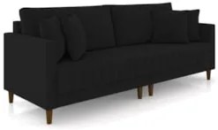 Sofá 3 Lugares Living 216cm Linn k04 Veludo Preto - Mpozenato