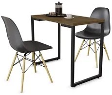 Conjunto Mesa de Cozinha Prattica Industrial 90cm e 2 Cadeiras Eames F