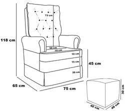 Kit 02 Poltronas de Amamentação e Descanso Com Balanço Laís G05 Veludo