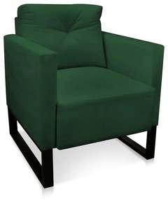 Poltrona Luisa Veludo Verde Base Industrial Metálica Preto D01 - D'Rossi