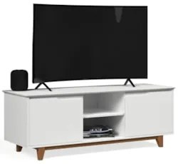 Rack para Sala Bancada de TV 55 Pol 139cm Flow Branco - EJ Móveis