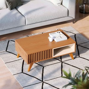 Mesa de Centro Para Sala Retangular 1 Nicho karin Freijó/Off Matte C04 - D'Rossi