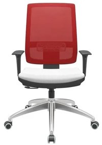 Cadeira Office Brizza Tela Vermelha Assento Aero Branco RelaxPlax Base Aluminio 120cm - 63826 Sun House