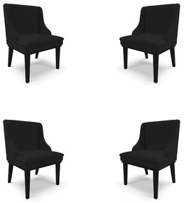 Kit 4 Cadeiras Decorativas Sala de Jantar Base Fixa de Madeira Firenze Linho Preto G19 - Gran Belo
