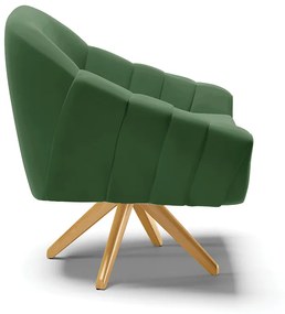 Poltrona Giratória Giovana Suede Verde Base Madeira MA30 - D'Rossi